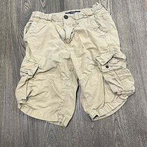American Eagle Outfitters Mens Lived-In Cargo Shorts Mid Rise Khaki Size 28